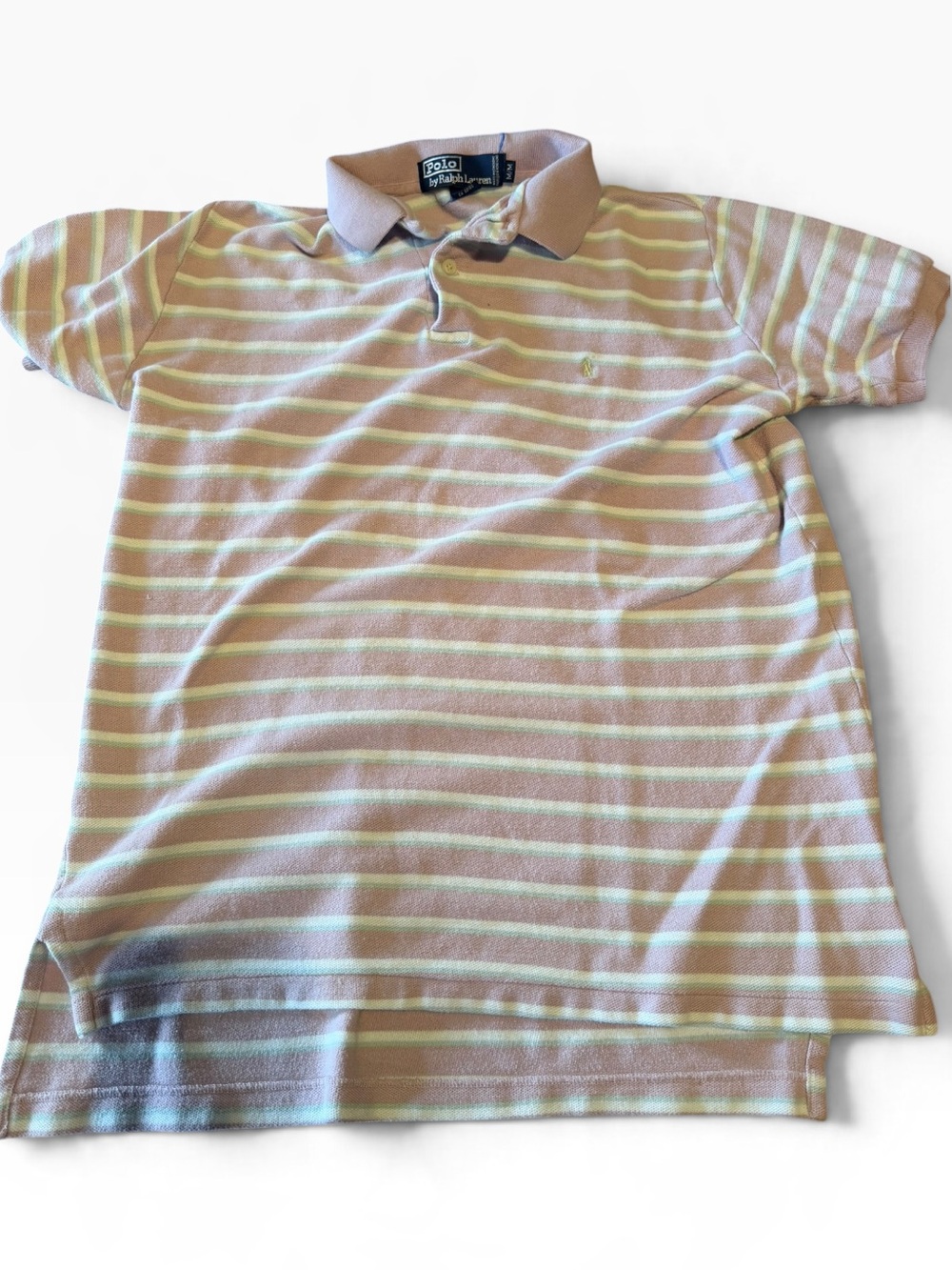 Vintage 80s Polo by Ralph Lauren Striped Polo Shirt - Light lavender & Cream M